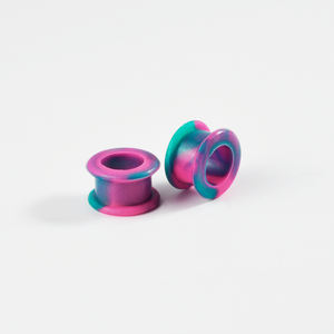 Jauges d'oreille en silicone grande taille bleu, vert et rose creux Double évasé extenseur étirement oreille Tunnel corps Piercing bijoux - Product Image 6