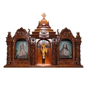 Premium Quality Handcrafted Teak <b>Wood</b> Religious Altar Sacred Church Altar <b>Table</b> with Gothic Arch Design Antique Christian Alter - Product Image 3