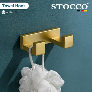 Ensemble d'accessoires de salle de bain en or brossé : <span class=keywords><strong>porte</strong></span>-serviettes, <span class=keywords><strong>porte</strong></span>-rouleau de papier toilette, crochets pour peignoirs, idéal pour les petites salles de bain - Product Image 6