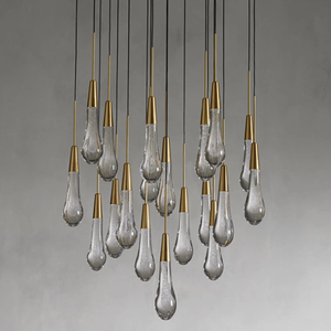 โคมไฟแขวนอยู่ในห้องอันอบอุ่นแบบมินิมอลลิสต์ทันสมัยหรูหราโคมไฟแขวนเพดานรูปหยาดฝนทำจากแก้วทรงหยดน้ำสีทองสำหรับวิลล่า - Product Image 2