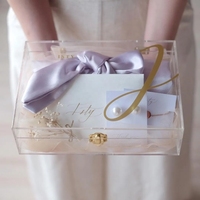 Boîte à souvenirs en acrylique transparente personnalisée, boîte de baptême, boîte de rangement en acrylique pour mariage, boîte cadeau