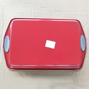 ถาดอบขนมทรงสี่เหลี่ยมผืนผ้า ด้ามจับซิลิโคน เคลือบสารกันติด ทำจากเหล็กกล้าคาร์บอน ใช้กับเตาอบได้ สำหรับอบขนม - Product Image 3