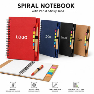 Custom Logo Spiral Notebook with Pen and Sticky Tabs Set Hardcover Business Office Stationery Corporate Gift Office Supplies - Product Image 1