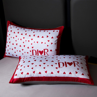 Ensemble de literie en polyester floral écologique 300tc, 4 pièces, avec logo personnalisé, lavable en machine, pour la maison, l'hôtel, les mariages