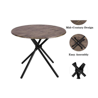 Table basse noire de style industriel, ronde, en bois, vintage, de couleur marron, pour cuisine, salon, salle à manger, modèle