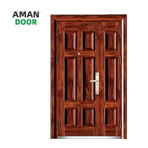 AMAN DOOR Design de porta principal moderna de villa em aço de entrada com 1,5 portas