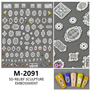 Leidankou en relieve lindo encaje francés uñas pegatinas 5D tridimensional hueco Retro novia boda flor uñas pegatinas - Product Image 3