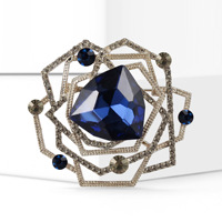 Bros Bunga Berlapis Emas yang Bergaya dan Dipersonalisasi, Detail Kristal Rhinestone Kaca, Aksesori Hadiah Pernikahan Vintage Mewah.