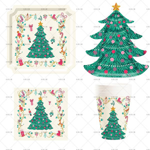 Platos de Fiesta con Forma de Árbol de Navidad DAMAI, 80-100 Piezas, Juego de Vajilla para Fiesta de Navidad con Impresión Digital - Product Image 1