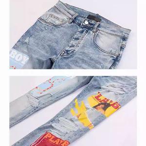 Jeans da <span class=keywords><strong>Uomo</strong></span> di Alta Qualità Personalizzabili, Nuovi Jeans Digitali Stampati Azzurri di Lusso Stile High Street, Pantaloni Estivi in Denim da <span class=keywords><strong>Uomo</strong></span> - Product Image 4