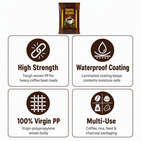 Sac tissé en polypropylène vierge 100% de qualité supérieure, étanche, avec impression colorée et revêtement imperméable pour l'emballage du café et de l'eau minérale