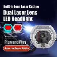 Phares LED intégrés pour moto, 2,5 pouces, avec lentille œil de démon, faisceau haut et bas, phares universels