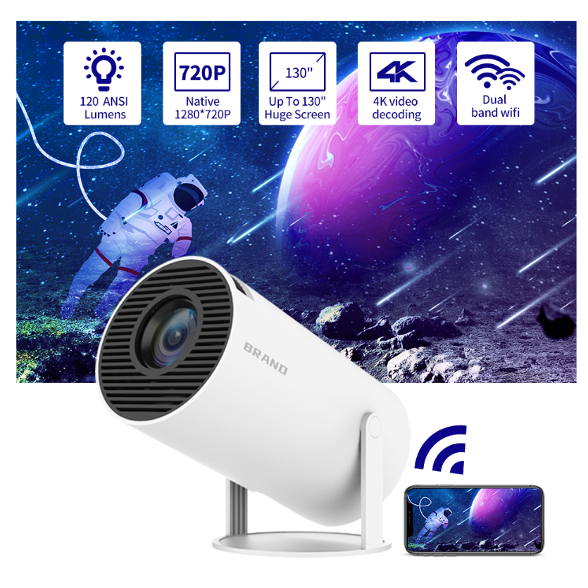 HY300 Projector - Portable 4K LED Smart TV for Home Theater