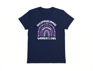 Maglietta per la Giornata Internazionale della Donna, design arcobaleno viola, abbigliamento viola per celebrare le donne, t-shirt casual a girocollo a maniche corte - Product Image 1