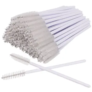 Wholesale Disposable White nylon Eyelash Extension Brush Plastic Mascara Wands