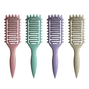 Brosse à <span class=keywords><strong>cheveux</strong></span> en silicone avec paille de blé et peigne démêlant à dents larges brosse à shampoing pour <span class=keywords><strong>cheveux</strong></span> <span class=keywords><strong>bouclés</strong></span> secs et humides logo personnalisé - Product Image 2