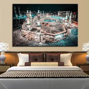 Custom Posters Prints Mecca Islamic Landscape Canvas Wall Decorations Pictures Islamic Oil Paintings