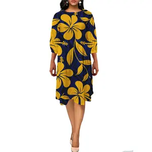 Custom Formal Dress for Women Elegant Samoa Tribal Print Dresses for Plus Size Women Puletasi Hawaiian Dress Women