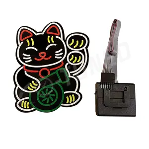 Maneki Neko şanslı kedi elektrikli etiket JDM araç ön camı Glow Panel dekorasyon işık Sticker yanıp sönen Led ışıkları