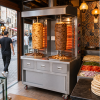 Machine à shawarma électrique commerciale à double rangée, en acier inoxydable, pour doner kebab, grill vertical, machine à rôtir les gyros