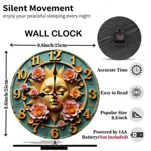 Round Wooden Wall <b>Clock</b> 25x25Cm <b>Silent</b> Movement Modern Simple Home Living Room Decor - Product Image 5