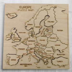 Puzzle in legno con mappa europa 3d tagliata al Laser, mappa in legno giocattolo educativo, mappa del paese in legno - Product Image 3
