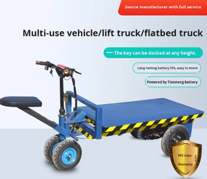 Carretilla de Plataforma Plana con Elevación Hidráulica de Conducción Inversa - Capacidad de 200 kg, Carretilla de Transporte Resistente con Plataforma de 70x120 cm para Granjas - Product Image 3