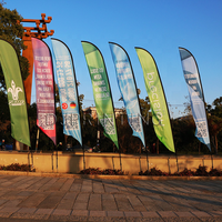 Drapeau publicitaire personnalisé en forme de plume, imprimé par sublimation, oriflamme de bord de route, grand drapeau événementiel pour publicité de station-service et de lavage de voitures