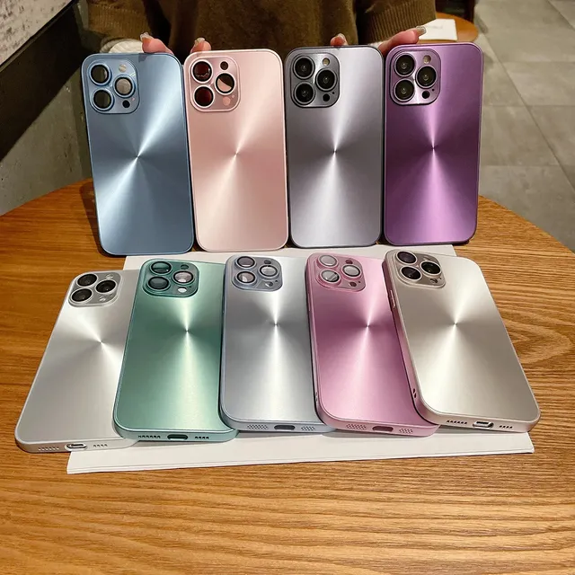 Luxury Matte PC Ins Style Phone Case for 11-15 Pro Max Series 9 Colors Shockproof Glass Lens Protector