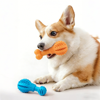Jouet à mâcher pour chien en silicone durable sans BPA, distributeur de nourriture, haltère dentaire double pour l'entraînement des chiots