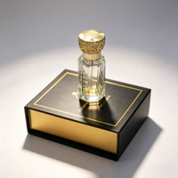 Vente en gros de flacons en verre Attar Tola de luxe avec logo personnalisé, 3 ml, 6 ml, 12 ml, avec bouchon sculpté en or, flacon compte-gouttes pour huile d'oud, parfum
