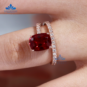 Bague en <span class=keywords><strong>rubis</strong></span> de laboratoire de 3 carats sur mesure, bague en or rose massif 14K 18K de laboratoire, bijoux de luxe pour femmes avec GRC - Product Image 2