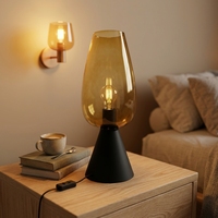 Lampe de table moderne et simple avec prise de courant E27 en verre, style hôtel moderne et luxueux