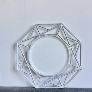 Assiettes de présentation octogonales creuses en plastique doré, écologiques, style vintage, pour décoration de mariage à domicile, vente en gros - Product Image 6