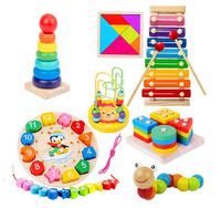 AiJH Juguete Educativo de Madera para Bebés, Piano de Ocho Tonos con Cuentas de Madera, Reloj Despertador, Set de Piano para Golpear