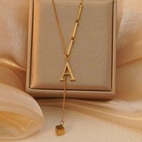 Nuevo Collar de Cadena de Bambú con Borla de Acero Inoxidable, Minimalista, para Mujer, con Diseño de 26 Letras, Sin Decoloración