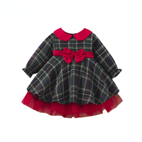 Baby 1-7 Jahre Weihnachten Mädchen Roter Anzug Kariertes Schleifentüll-Tutu Party Neujahr Weihnachtskostüme 2023