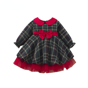 Robe Rouge de Noël pour Bébés et Enfants Filles 1-7 Ans, Robes de Fête en Tulle Plissé à Carreaux avec Nœud, Costumes de Nouvel An 2023 - Product Image 2