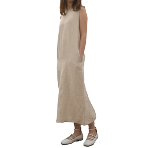 Vestido Maxi Personalizado 100% Lino |   Ropa Casual de Verano Sostenible en Color Liso |   Vestido de Lino Ecológico de Manga Larga/Corta - Product Image 1