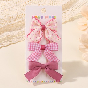 Pinzas para el pelo florales hechas a mano de encaje coreano, horquillas con lazo a cuadros de tela colorida para niñas y niños, accesorios para el cabello, joyería, 3 uds. - Product Image 6