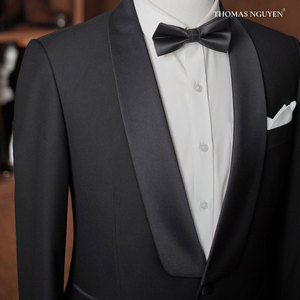 2025 đám cưới TUXEDO người đàn ông phù hợp với màu đen sư tử trái tim phù hợp với áo khoác và quần Lovey Dovey Bộ sưu tập được thực hiện tại Việt Nam - Product Image 2