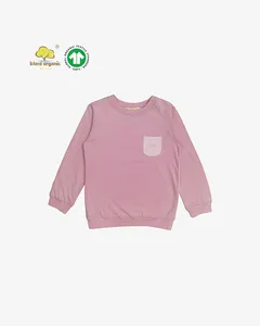 Blara Organic Anti-Arrugas French Terry Sudadera Casual Cuello redondo con bolsillos Venta al por mayor Tallas grandes Top para 8-12 años