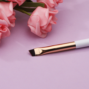 Venta al por mayor de lujo de color oro blanco de un solo pelo sintético <span class=keywords><strong>fino</strong></span> firme en ángulo delineador de cejas de doble cara cepillo Spoolie OEM - Product Image 3