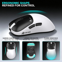 Souris de jeu sans fil tri-mode ATTACK SHARK V2 AIR, capteur PAW3955MAX, double taux de polling 8K, souris ergonomique pour esports, pour PC Gamer