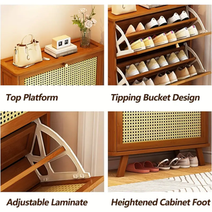 Hiện Đại Tiết Kiệm Không Gian Bằng Gỗ 3 Ngăn Kéo Tre Tủ Giày Lưu Trữ Lật <span class=keywords><strong>Top</strong></span> Ngăn Kéo Tổ Chức Với Lưu Trữ Cubby - Product Image 2
