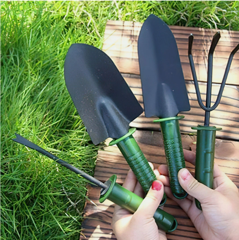 4pcs Garden Tools Set Trowel Rake Shovel Heavy Duty Metal Outdoor ...