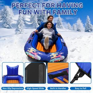 Tube à neige gonflable robuste <span class=keywords><strong>pour</strong></span> adultes (<span class=keywords><strong>2</strong></span> personnes) avec housse en tissu, dossier, corde de remorquage et poignées renforcées - Product Image 2