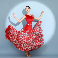 Robe longue de danse sans manches à imprimé floral pour la danse moderne et les spectacles sur scène