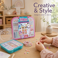 Kit de fabrication de bracelets DIY avec perles colorées, ensemble de bijoux créatifs, étui de rangement portable pour filles, cadeau créatif, vente en gros