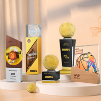 Trophée de basketball personnalisé, couronne en cristal haut de gamme créative, compétition d'équipe de la saison asiatique, prix MVP en métal